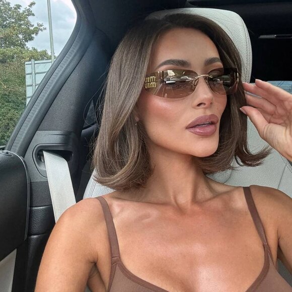 Miu Miu MUA51S 5AK20P Sunglasses Gold Rectangle Frame, Bronze Mirror Lenses main image 4